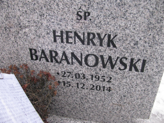 Henryk Baranowski 1952 Mysłowice NSPJ - Grobonet - Wyszukiwarka osób pochowanych