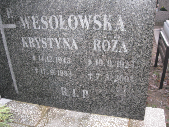 Krystyna Wesołowska 1945 Mysłowice parafialny NSPJ - Grobonet - Wyszukiwarka osób pochowanych