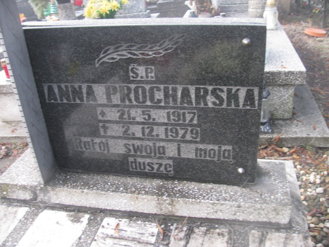 Anna Procharska 1917 Mysłowice NSPJ - Grobonet - Wyszukiwarka osób pochowanych