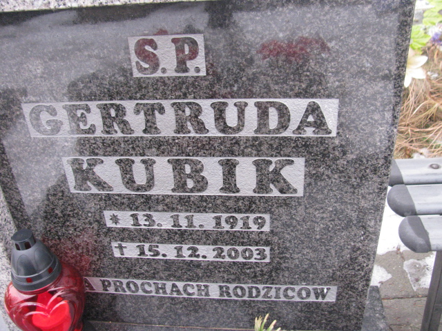 Gertruda Kubik 1919 Mysłowice NSPJ - Grobonet - Wyszukiwarka osób pochowanych