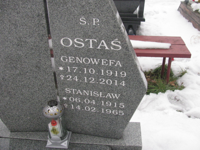 Genowefa Ostaś 1919 Mysłowice NSPJ - Grobonet - Wyszukiwarka osób pochowanych