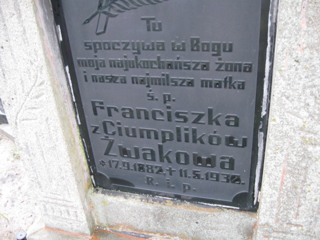 Franciszka Żwak 1882 Mysłowice parafialny NSPJ - Grobonet - Wyszukiwarka osób pochowanych