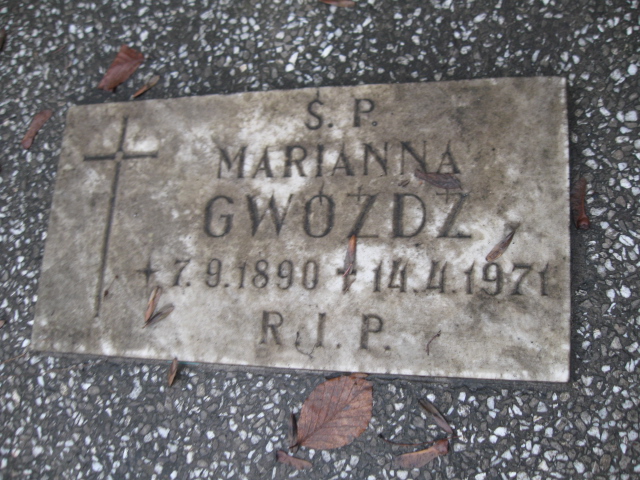 Marianna Gwóźdź 1890 Mysłowice NSPJ - Grobonet - Wyszukiwarka osób pochowanych